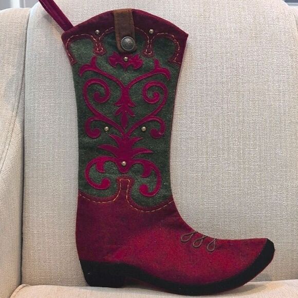 Cowboy Boot Western Christmas Stocking - Picture 1 of 9
